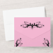 ピンクと黒の3つ折りRsvp結婚's オールインワン招待状 (裏面)