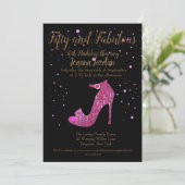 ピンクと黒の50歳と素晴らしい誕生日パーティー 招待状 (スタンド正面)