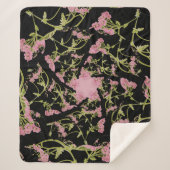 ピンクと黒のAchilleaフラクタル・アート シェルパブランケット (正面)