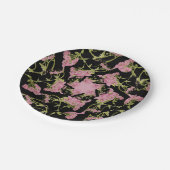 ピンクと黒のAchilleaフラクタル・アート ペーパープレート (アングル)