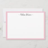 ピンクと黒アーガイルパーソナライズされた ノートカード (正面)