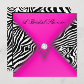 ピンクと黒ゼブラブライダルシャワー 招待状 (正面/裏面)