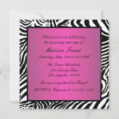 ピンクと黒ゼブラブライダルシャワー 招待状 (裏面)