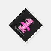 ピンクと黒ヒョウのプリントワンバースデーパーティー スタンダードカクテルナプキン (角)