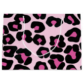 ピンクと黒ヒョウ柄ラージギフトB ラージペーパーバッグ (正面)