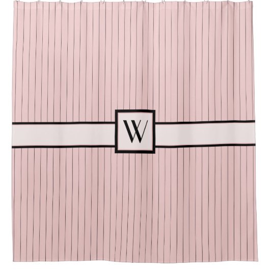ピンクと黒ピンスリップシャワーカーテン シャワーカーテン (正面)