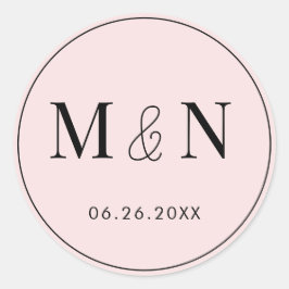 ピンクと黒モノグラム結婚ズ ラウンドシール