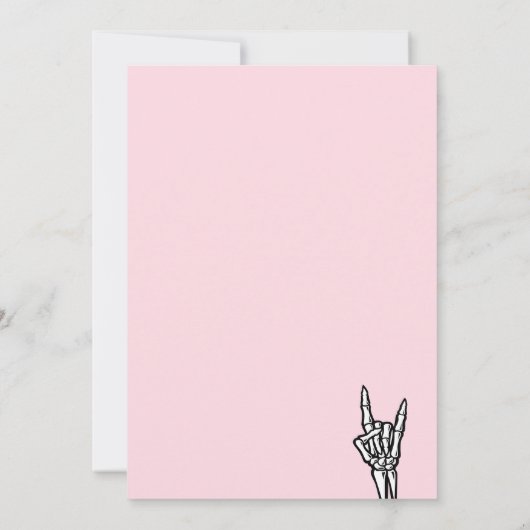 ピンクと黒生まれ二つの岩2番目の誕生日パーティー 招待状 (裏面)