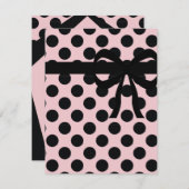 ピンクと黒-水玉模様 招待状 (正面/裏面)