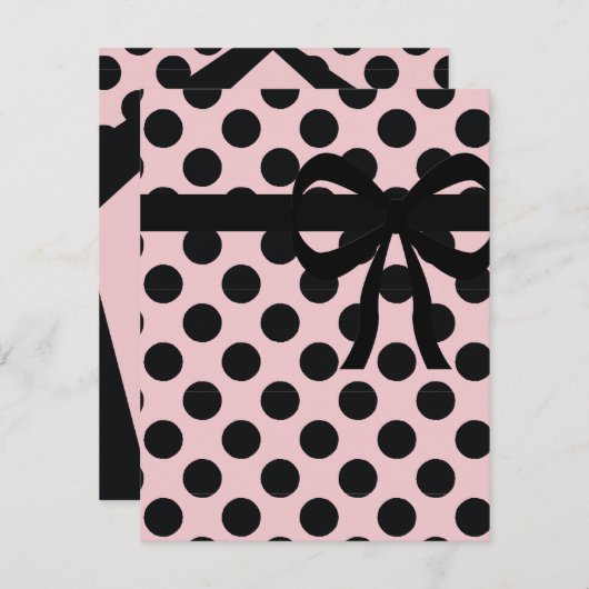 ピンクと黒-水玉模様 招待状 (正面/裏面)