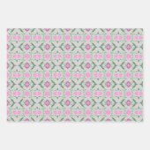 ピンクと3つの美しいコーディネートデザイン ラッピングペーパーシート (正面3)