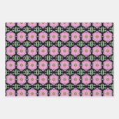 ピンクと3つの美しいコーディネートデザイン ラッピングペーパーシート (正面)