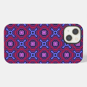 ピンクとBlの幾何学的鮮やかアラベスク模様 iPhoneケース (裏面横)