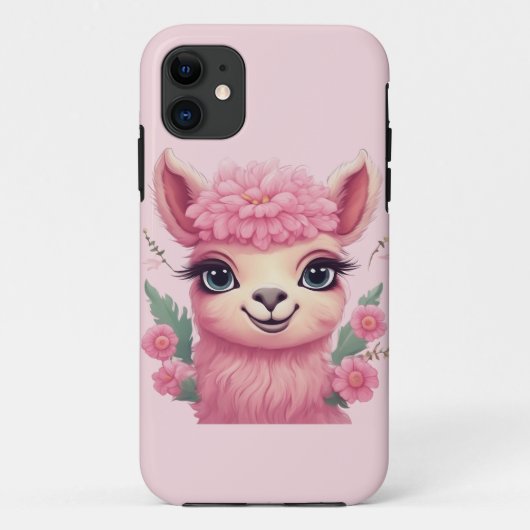 ピンクにこやかなベビーラマ Case-Mate iPhoneケース (裏面)