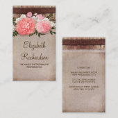 ピンクによってはぼろぼろの納屋|木およびヴィンテージのバーラップが開花します 名刺 (正面/裏面)