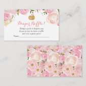 ピンクによってはベビーシャワーのおむつのラッフルカードが開花します エンクロージャーカード (正面/裏面)