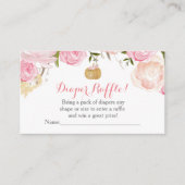 ピンクによってはベビーシャワーのおむつのラッフルカードが開花します エンクロージャーカード (正面)