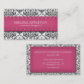 ピンクによってステッチされるダマスク織のインテリア・デザイナー 名刺 (正面/裏面)