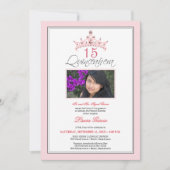 ピンクによってティアラのキンセアニェラの宝石で飾られる招待状(ピンク) 招待状 (正面)