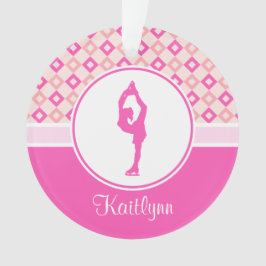 ピンクによって市松模様にされるダイヤモンドのフィギュアスケートのオーナメント オーナメント