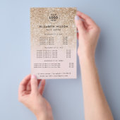 ピンクにゴールドのグリッター | シンプルなサロンサービスメニュー チラシ (ハンドル)