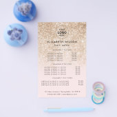 ピンクにゴールドのグリッター | シンプルなサロンサービスメニュー チラシ (シングル)