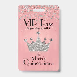 ピンクにシルバーのクラウンビクーニャ VIP バッジ