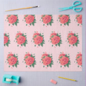 ピンクにバレンタインのティッシュピンクのバラ 薄葉紙 (クラフト)