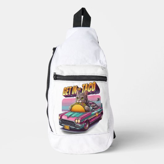 ピンクに乗った猫のフェスタ スリングバッグ (正面)