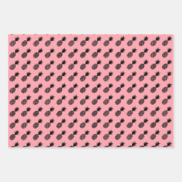 ピンクに可愛いパイナップル柄 ラッピングペーパーシート