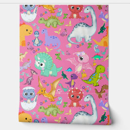 ピンクに可愛い恐竜の模様 | 壁紙