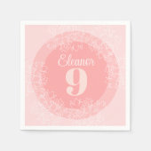 ピンクに可愛い白い野花の模様 スタンダードカクテルナプキン (正面)