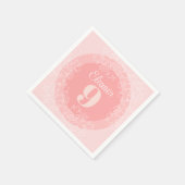 ピンクに可愛い白い野花の模様 スタンダードカクテルナプキン (角)