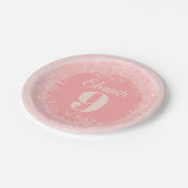 ピンクに可愛い白い野花の模様 ペーパープレート (アングル)