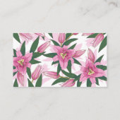 ピンクに咲くユリのベビー エンクロージャーカード (裏面)