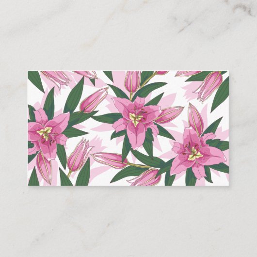 ピンクに咲くユリのベビー エンクロージャーカード (裏面)