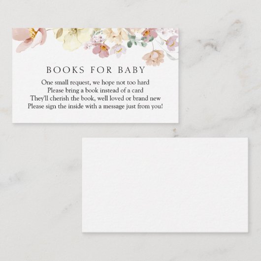 ピンクに咲く花の本ベビー エンクロージャーカード (正面/裏面)