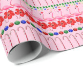 ピンクに咲く醜いクリスマストロピカルピンクフラミンゴ ラッピングペーパー (ロールコーナー)