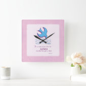 ピンクに対する成人の洗礼服 スクエア壁時計 (ホーム)