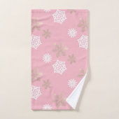 ピンクに対する黄金と白の雪淡い色の片 バスタオルセット (ハンドタオル)