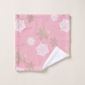 ピンクに対する黄金と白の雪淡い色の片 バスタオルセット (ウォッシュタオル)