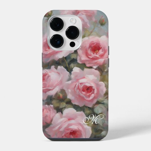 ピンクに彩られたバラ iPhoneケース (裏面)