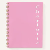 ピンクに白い名前 ノートブック (正面)