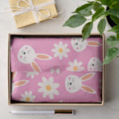 ピンクに白い花を咲かせるかわいいイースターバニー 薄葉紙 (ギフト)