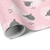 ピンクに白い茶色の可愛いリトルウール羊毛 ラッピングペーパー (ロールコーナー)