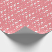 ピンクに白くモダンでスタイリッシュなクリスマスアイコン包むこと ラッピングペーパー (角)