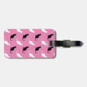 ピンクに白黒の猫のシルエット ラゲッジタグ (裏面横)