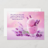 ピンクに花が咲くラベンダーアイスクリーム シーズンポストカード (正面/裏面)