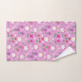 ピンクに花を添えたキュートなイースターバニーパターン バスタオルセット (ハンドタオル)