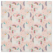 ピンクに虹をかけた白い一角獣  ファブリック (見本)